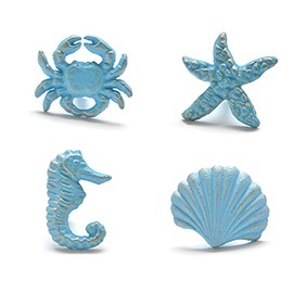 NW 4 Pack Ocean Cabinet Pull Knobs Beach Ocean Cabinet Drawer Cupboard Pull for Dresser Cupboard Wardrobe Cabinet Kitchen (Blue)