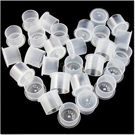 500pcs #16 Medium Self Standing Ink Cups Clear Plastic Tattoo Pigment Color Holder Caps