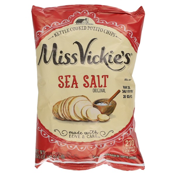 Miss Vickie's Kettle Cooked Potato Chips, Sea Salt, 1.375 oz