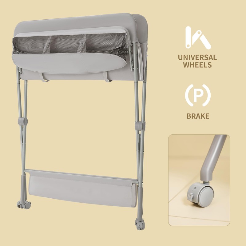 KARAOK Baby Changing Table with Wheels, Portable Diaper Changing Station