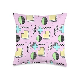 Natural Elements Design Awesome 80s Case Eighties Colorful Print 80's Throw Pillow, 16x16, Multicolor