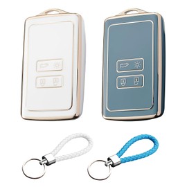 2Pcs Car Key for Renault Captur Key Card Case 4 Buttons Key Fobs Compatible with Renault Clio Espace 5 Megane Kadjar Captur Koleos and Dacia Duster Smart Key Card Case Shell Holder