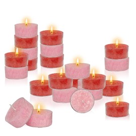 Rose Scented Tealight Candles 24 Pack Round Tea Light Candle Clear Cup Tealight Candles 6 Hour Burn Time Candles Bulk for Holiday Wedding Party Home Dinner Tealight(12 PCS Pink +12 PCS Red)