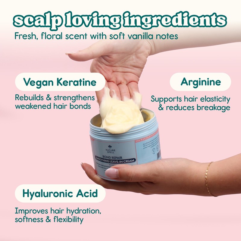 Nature Spell Bond Repair Leave-In Cream, Sulphate Free, Vegan, 300