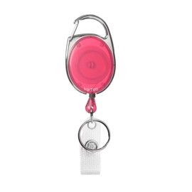 Karteo ID Card Holder Extendable Pink [Pack of 1] ID Card Yo-Yo Oval with Clip and Roll Mechanism for ID Card Sleeves