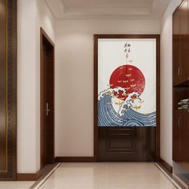 BAIHT HOME Japanese Noren Doorway Curtain Cotton Linen Great Wave Door Curtain Tapestry, 29" x 47"