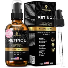 Retinol serum for skin (2oz) with Hyaluronic Acid + Vitamin A and E + Aloe Vera Anti aging moisturizer - Fade Dark Spots - Clinical Strength Formula