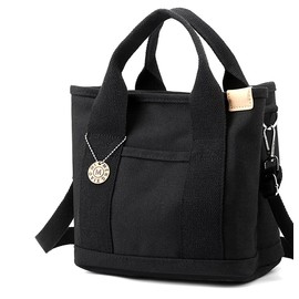 SEEWEN Women's Tote Bag, 2-Way Large Capacity, Dividers, Plain, Shoulder Bag, Lunch Bag, Handbag, Mother's Bag, Lightweight, Work Commute, School, Freestanding, Type A-Black