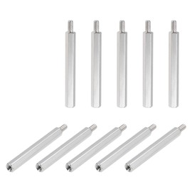 sourcing map Pack of 10 Hex Nickel-Plated Spacers PCB Male / Female Motherboard M3 x 40 mm + 6 mm for Computer Board Silver Tone