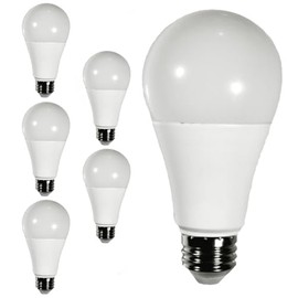 Diodesy- A21 LED Light Bulb 17W 2000 Lumen E26 Medium Base 2700K Warm White for Home Living Room Bedroom Garden Light Bulb 120-277V CRI80 220° Beam Angle White Finish Pack of 6