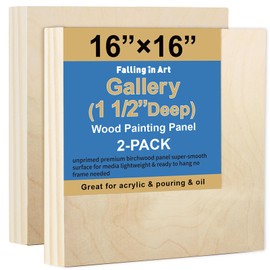 Falling in Art 2 Pack Unfinished Wooden Canvas Panels, 18x24 Gallery Birch Wood Panels Kit, 1 1/2" Deep Art Cradle Boards for Acrylic Painting, Pouring and Burning