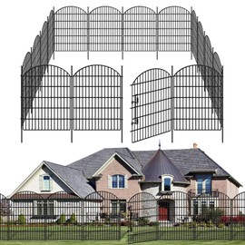 18 Panels No Dig Decorative Outdoor Garden Fence with Lock for Yard, 33in (H) x 40.16 (L) Animal Barrier Fencing Rustproof Metal Wire Panel Border for Dog, Rabbits, and Patio Temporary Ground Stakes