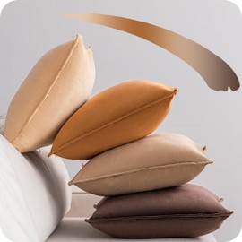 NOSTHEART Cushion Cover 45 x 45 cm, Brown, Set of 4, Velvet Cushion Covers, Brown Caramel Colour Gradient, Sofa Cushion Decorative Cushion Cover with Hidden Zip for Sofa, Living Room, Balcony, Office