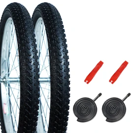 2Pack 20"x 2.125"(57-406) Mountain Bike Tires Replacement Kits Plus 2 Bike Tubes (with Puncture Sealant) and 2 Tire Levers, Bike Tire with Tread Puncture Protection for On or Off-Road Use