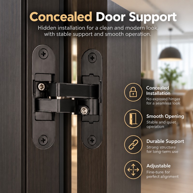 3D Adjustable Hidden Door Hinge for Solid Wood Doors –