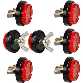6PCS Red Reflectors Motorcycle License Plate Frame Bolts and Nuts, Round License Plate Screws, License Plate Fastener Nut for Motorcycle Bicycle