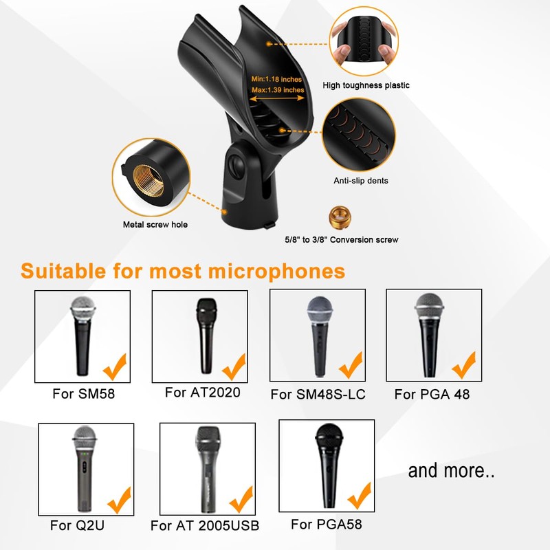 Mic Crab Clamp Microphone Mount, Desk Pipe Pole Clamp Mic