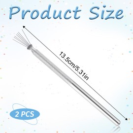 2 Pcs 7-pin Nail Liner Nail Art Tools, Nail Art 7-needle Pen Handle Spider Webs Nail Polish Tools, Stripe Lines Nail Art Pens Stainless Steel Handle Bendable Pins, Drawing Pen Nail Art Brushes, Silver