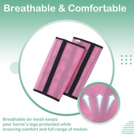 Horse Fly Boots Set of 4, Fly Leggings for Horses No More Stomping, PVC Mesh Breathable & Tear-Resistant Leg Guards Pink Large