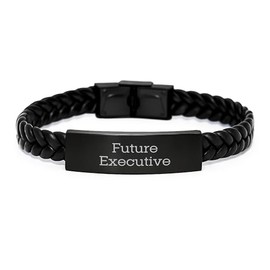 Executive Future Leaders Inspired Interlaced Leather Bracelet Gifts from Friends for Men or Women Graduation Unique Gifts