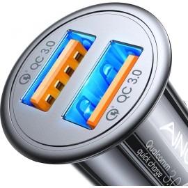 AINOPE USB Car Charger [Dual QC3.0 Port] 36W/6A [All Metal] Fast Car Charger