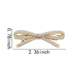 French Bow Pearl Barrettes for Women Girls Crystal Rhinestone Bow-knot Pearl Hair Clips Barrette Hair Pin Hairpin Gold Pearl Accessories for Women Girls Bridal Hair Barrette Wedding Prom