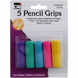 Charles Leonard Inc. Pencil Grips, Soft Cushioned Foam, Assorted Colors, 5/Card (80805)