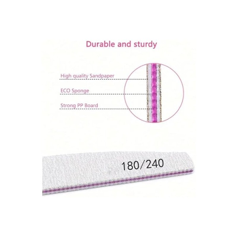 Professional Nail Files, Double Sided Emery Board for Nails 180/240