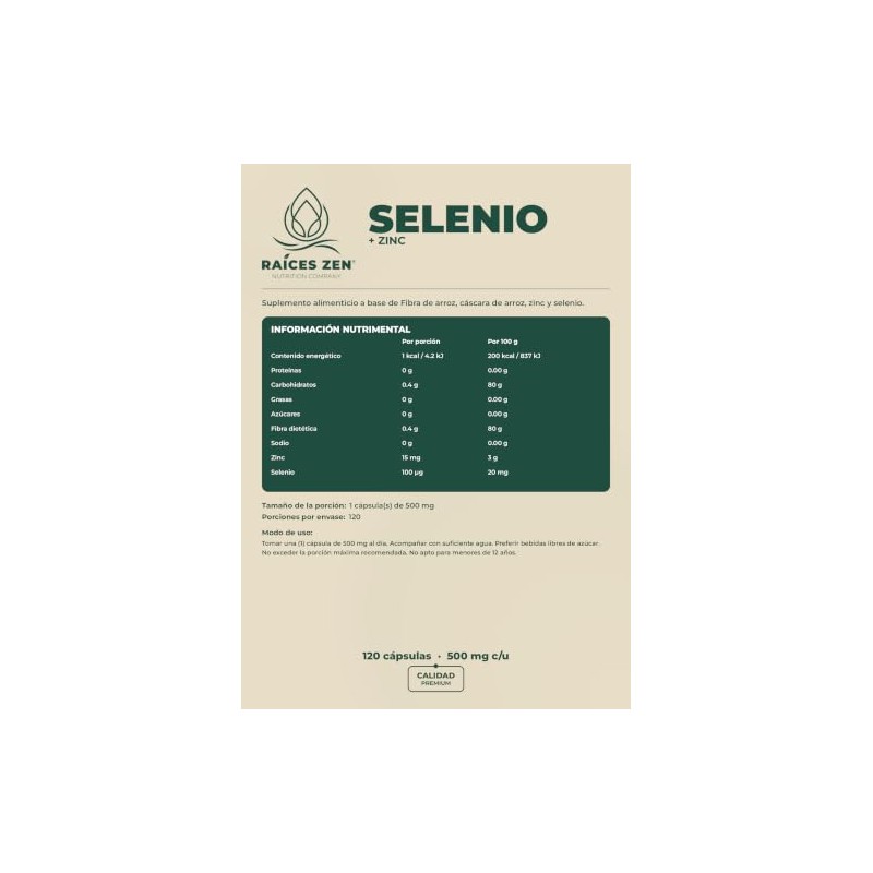 Selenio 100 mcg y Zinc 120 mg 120 Cápsulas Super