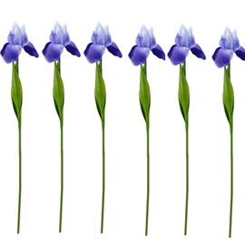 Pack of 6-Real Touch 18" Bearded Iris Artificial Flowers for Decoration Centerpiece Arrangements (Blue)