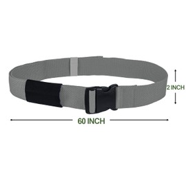 Homymusy 60 Inch Adjustable Gait Belts for Seniors - Comfortable Buckle Protect Cover Keep Belt Buckle Reaching The Waist,Supports up to 350 lbs(Gray, 60INCH Quick Release Buckle)