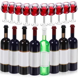 IMIKEYA 18pcs Dollhouse Miniature Wine Glasses Bottles: Dollhouse Set Mini Bottles Mini Cocktail Glasses Drinks Bottle Cups for 1/12 Dollhouse Decor
