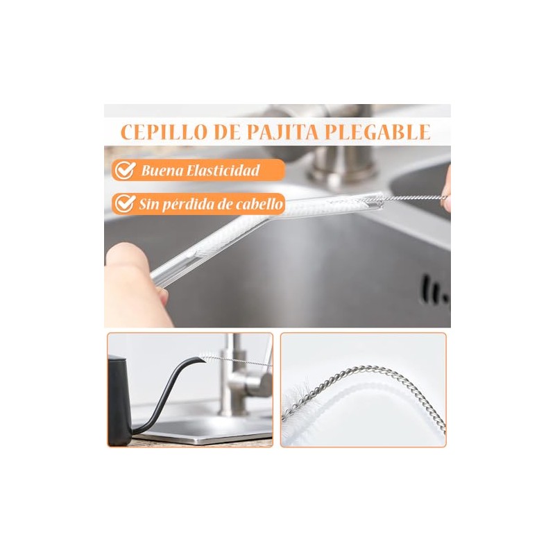 COME Cepillos de Limpieza para Botellas, 4 Piezas, Rosa |