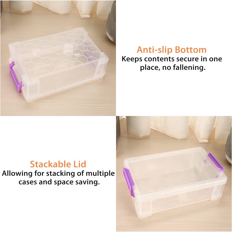 BTSKY 4 Pieces Stackable Transparent Pen Box Office Supplies Storage