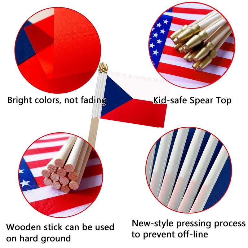 TSMD Czech Republic Stick Flag Czechia Small Mini Hand Held