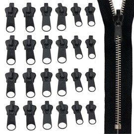 HIDOSNG 24Pcs Metal Zipper Pull Repair Kit,Universal Zipper Pulls Replacement,3 Sizes Zipper Fixer for Suitcase Zippers Pull Tab for Luggage, Backpack, Jackets, Coat, Boots, Clothing Shoes Helves