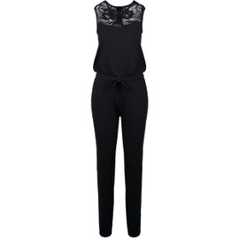 Urban Classics Ladies Lace Block Jumpsuit Ladies Jumpsuit Available in Many Different Colours Sizes XS to 5XL, Black (Black 00007)