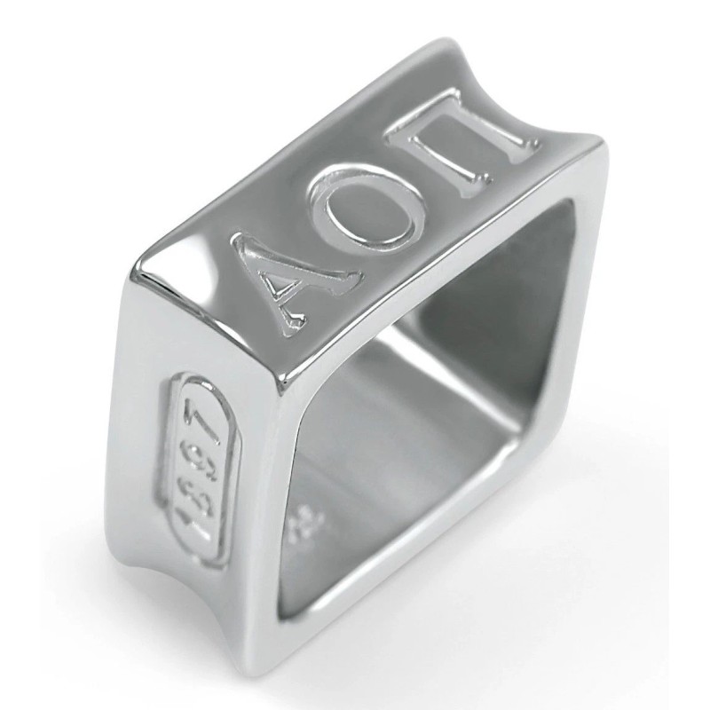 Alpha Omicron Pi Sorority Sterling Silver Square Ring with 1897