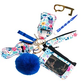 12pcs Female Wrist Keychain Set with  Alarm with Handwash Bag and Whistle Leather Keychain