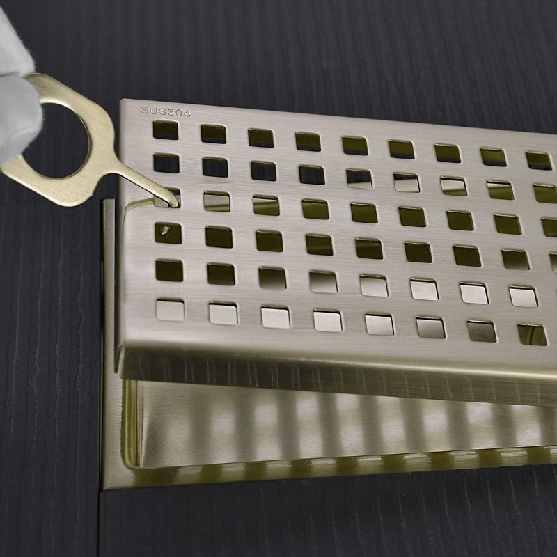 Orhemus Linear Shower Floor Drain with Removable Cover Grid Grate