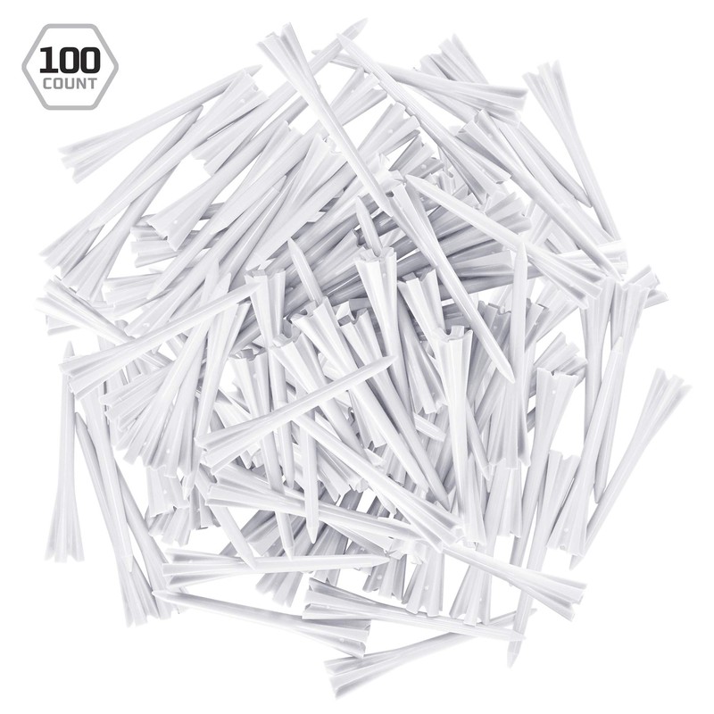 IZZO Golf Plastic Golf Tees, 1.5 Inch, White, 100 Pack