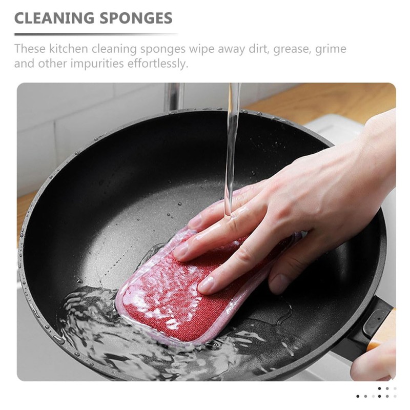 Baluue 4sets Reusable Dish Sponges Kitchen Cleaning Sponge Set Non