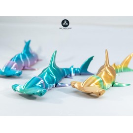 Articulated Hammerhead Shark - Hammerhead Shark Figurine - Hammerhead Shark Statue - Hammerhead Shark Figurine - Color: Silk Purple