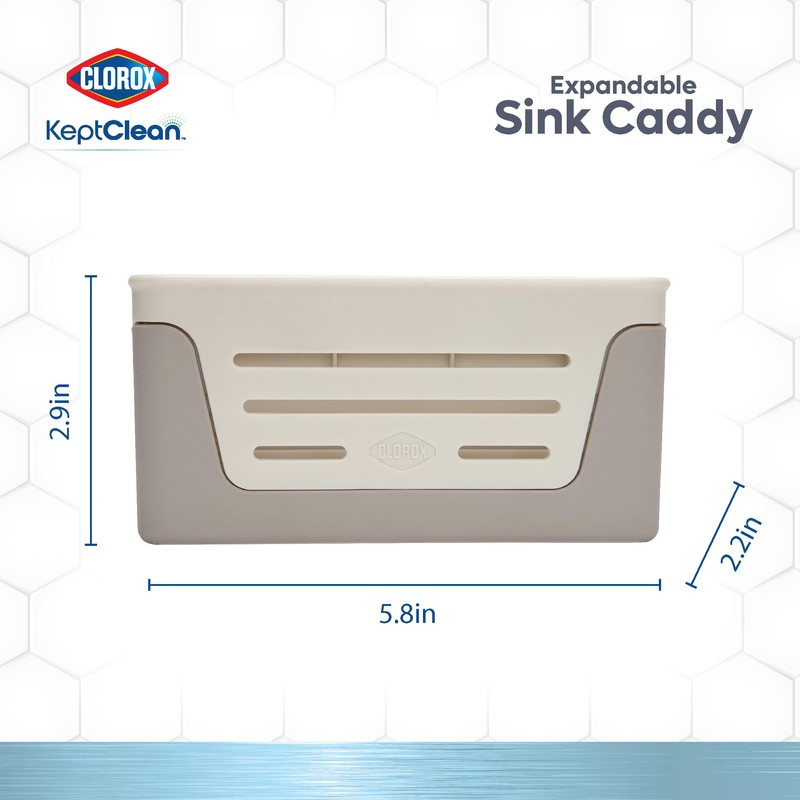 Clorox KeptClean Expandable Sink Caddy, one size, Almond Cream