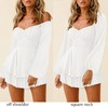 Fixmatti White Short Rompers Jumpsuits for Women Long Sleeve off