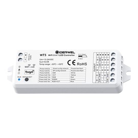 GIDERWEL Smart 5 in 1 WiFi LED Controller RGBWW for Strip Lights RGBCCT RGBW RGB CCT and 5 White Strips,Work with Alexa/Google Assistant,APP/Voice Control Color Change Dimming(Only WT5 Controller)