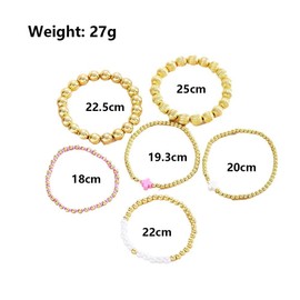 Cross Bracelets for Women Trendy Gold Beaded Stackable Bracelets Dainty Preppy Bracelet Set Simple Pearl Stretch Bracelet Charm Jewelry Gift(Gold1)