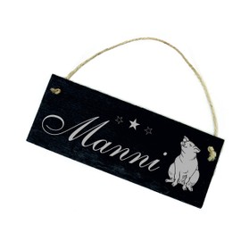 Slate Sign with Engraving Pig Sau Name Stable Name Plate 22 x 8 cm