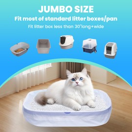 60 Pack Jumbo Cat Litter Bags - 3MIL Extra Thick Leakproof Litter Box Liners, 31"x18" Heavy Duty Drawstring Cat Litter Liners for Automatic Litter Box, Odor Control Disposable Kitty Litter Bags 6 Roll