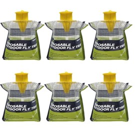 6 Pack Fly Traps Outdoor Hanging Disposable Fly Bags Trap, Effective Pre-Baited Flies Catcher for Patio, Yard, Chicken Coops, Horse Stables, Barns